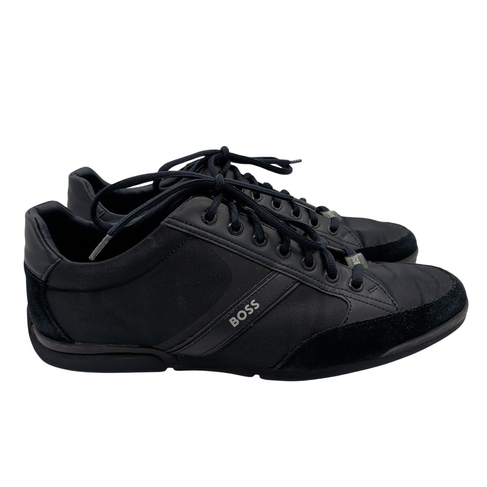 Hugo Boss Saturn 50498265 Mens Navy Blue Textile Suede Low Top Sneakers Size 44